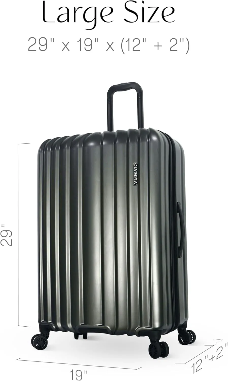Olympia U.S.A. Shadow 29" Large-Size Checked Luggage  Expandable Hardside Suitcases with Double-Spinner Wheels, Telescoping Handle & Utility Hook (Smoke Gray)