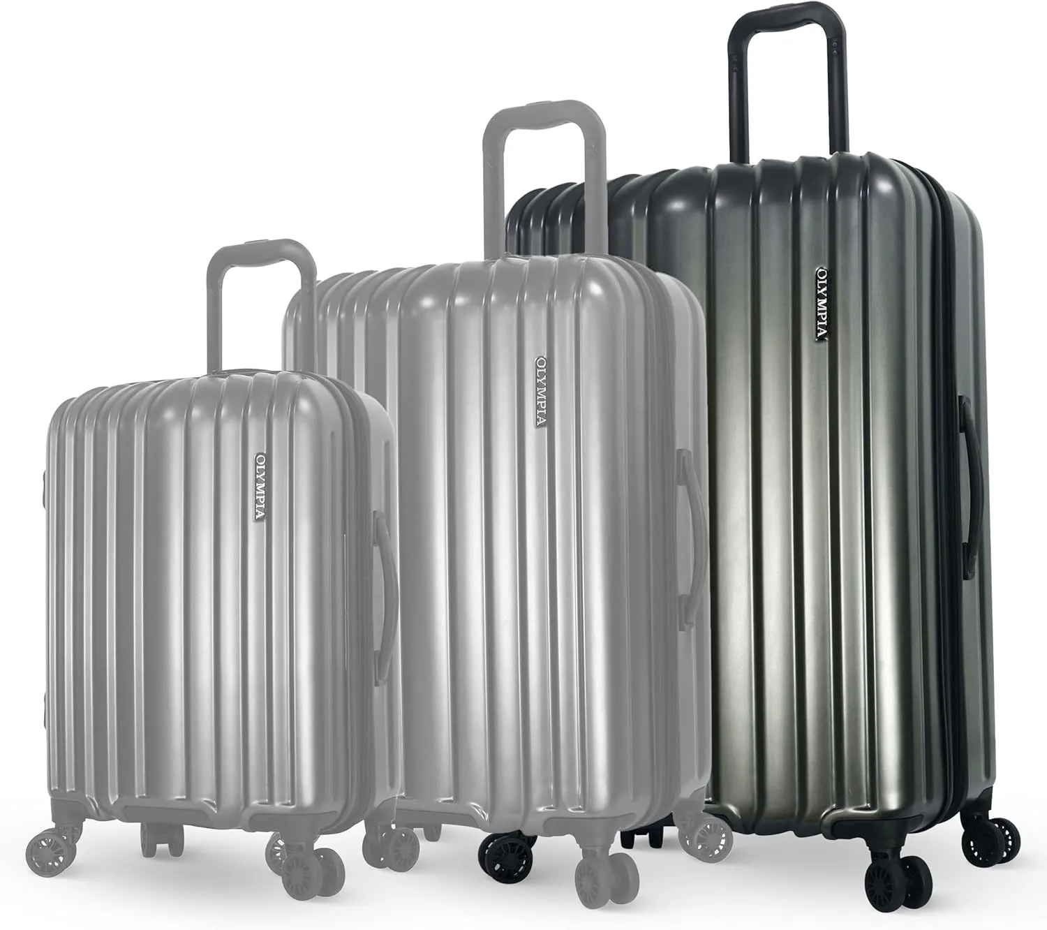 Olympia U.S.A. Shadow 29" Large-Size Checked Luggage  Expandable Hardside Suitcases with Double-Spinner Wheels, Telescoping Handle & Utility Hook (Smoke Gray)