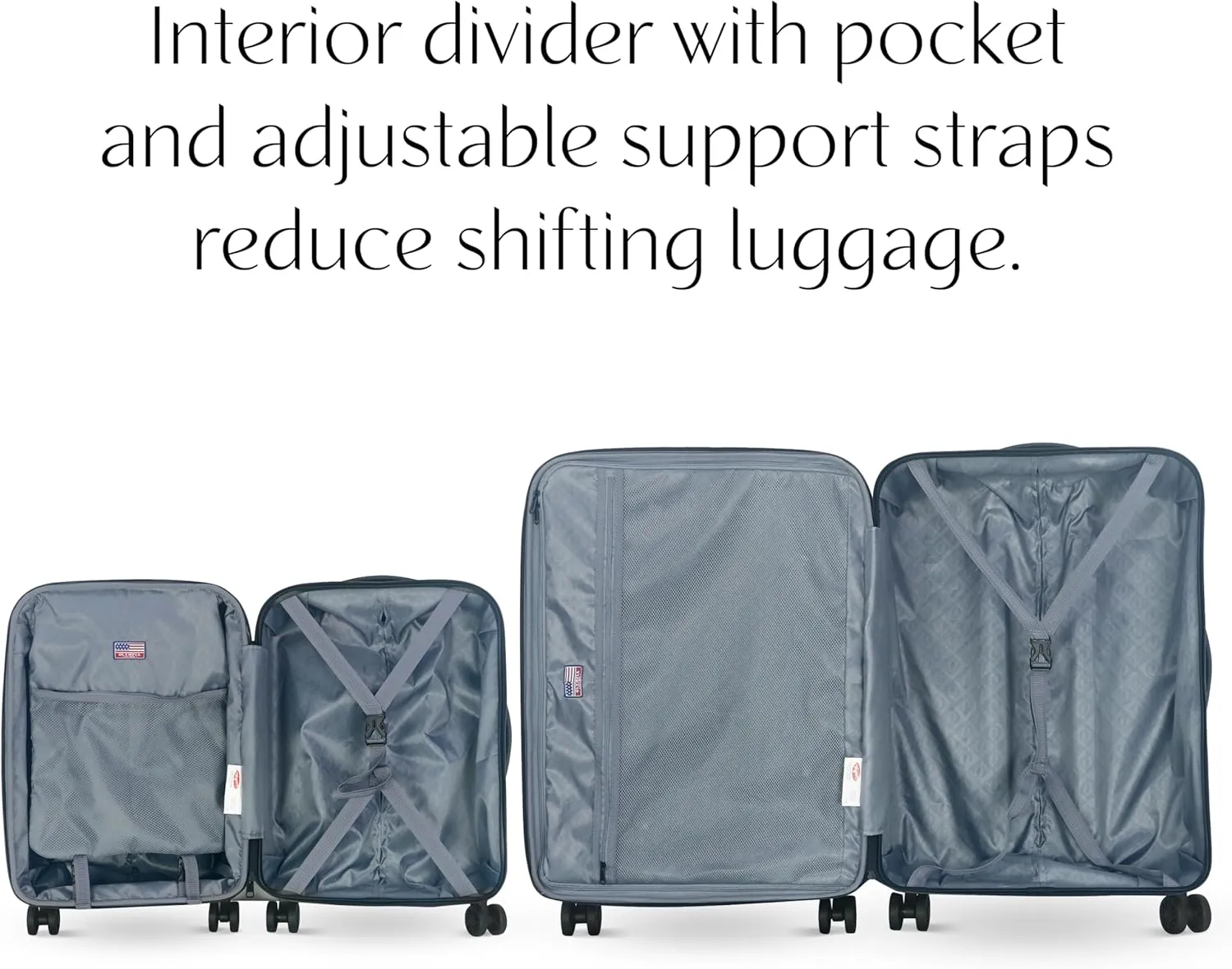 Olympia U.S.A. Shadow 3-Piece Luggage Set (21", 25", 29")  Expandable Hardside Suitcases with Double-Spinner Wheels, Telescoping Handle, Utility Hook & Hidden Laptop Compartment (Elemental Blue)
