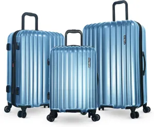 Olympia U.S.A. Shadow 3-Piece Luggage Set (21", 25", 29")  Expandable Hardside Suitcases with Double-Spinner Wheels, Telescoping Handle, Utility Hook & Hidden Laptop Compartment (Elemental Blue)