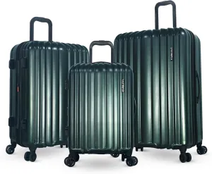 Olympia U.S.A. Shadow 3-Piece Luggage Set (21", 25", 29")  Expandable Hardside Suitcases with Double-Spinner Wheels, Telescoping Handle, Utility Hook & Hidden Laptop Compartment (Forest Night)