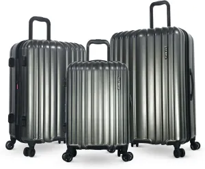 Olympia U.S.A. Shadow 3-Piece Luggage Set (21", 25", 29")  Expandable Hardside Suitcases with Double-Spinner Wheels, Telescoping Handle, Utility Hook & Hidden Laptop Compartment (Smoke Gray)