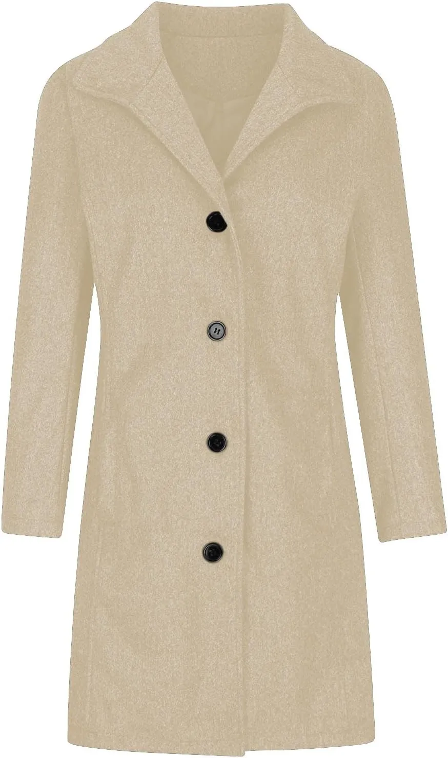 Pea Coats for Women Winter Stand Collar Trench Coats Trendy Single Breasted Tweed Jacket with Pockets Long Wool Overcoat