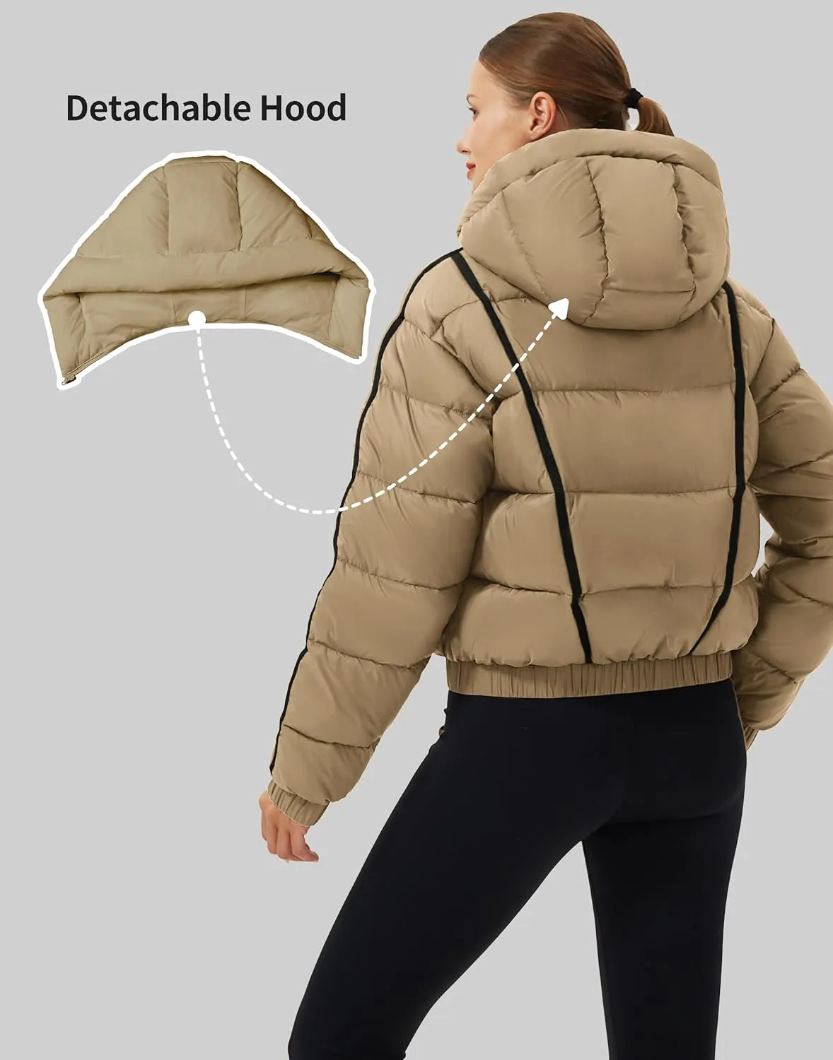 Pioneer Camp Women's Winter Cropped Puffer Jacket with Hood Waterproof Short Warm Quilted Jacket Puffy Bubble Coat Outerwear