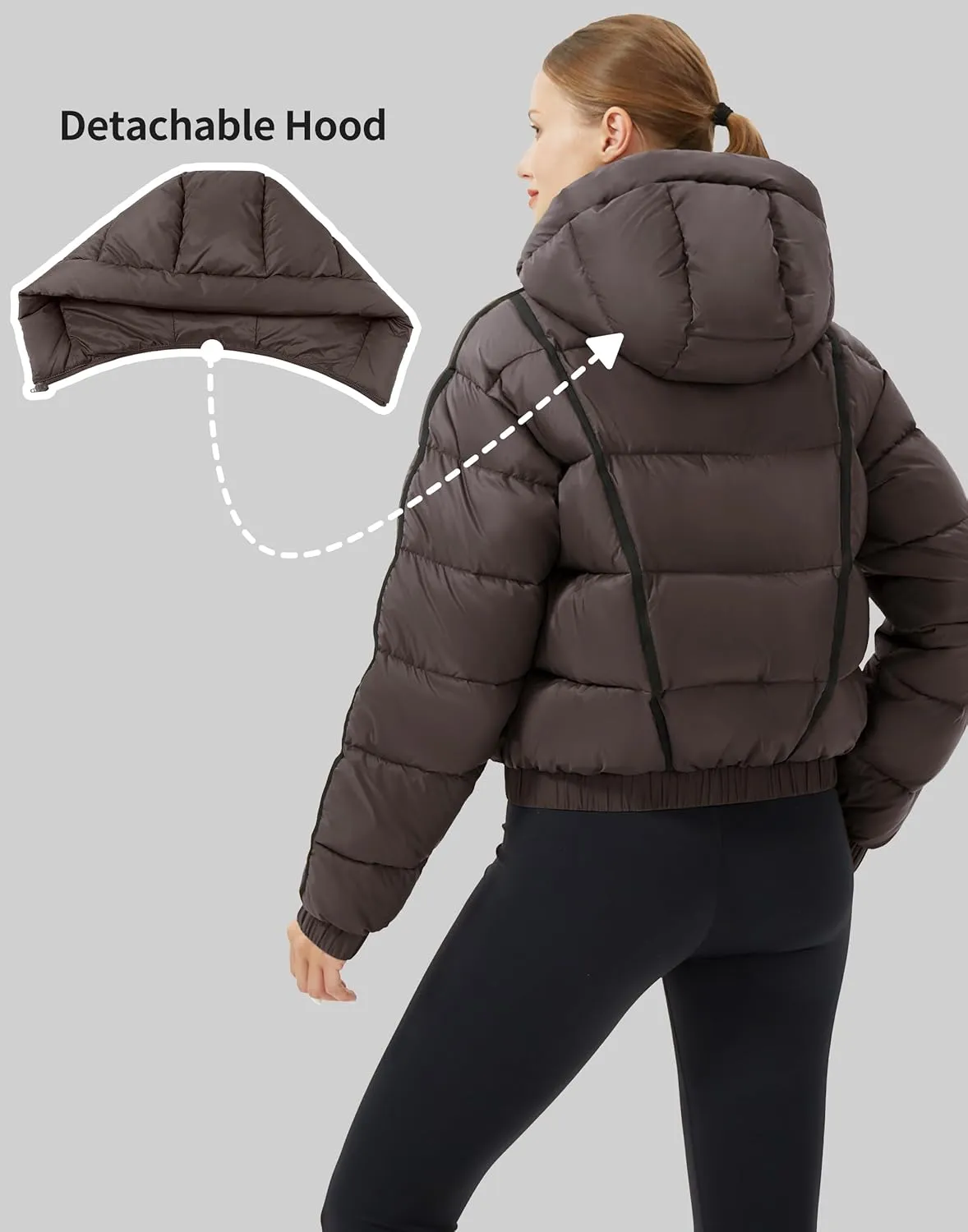 Pioneer Camp Women's Winter Cropped Puffer Jacket with Hood Waterproof Short Warm Quilted Jacket Puffy Bubble Coat Outerwear