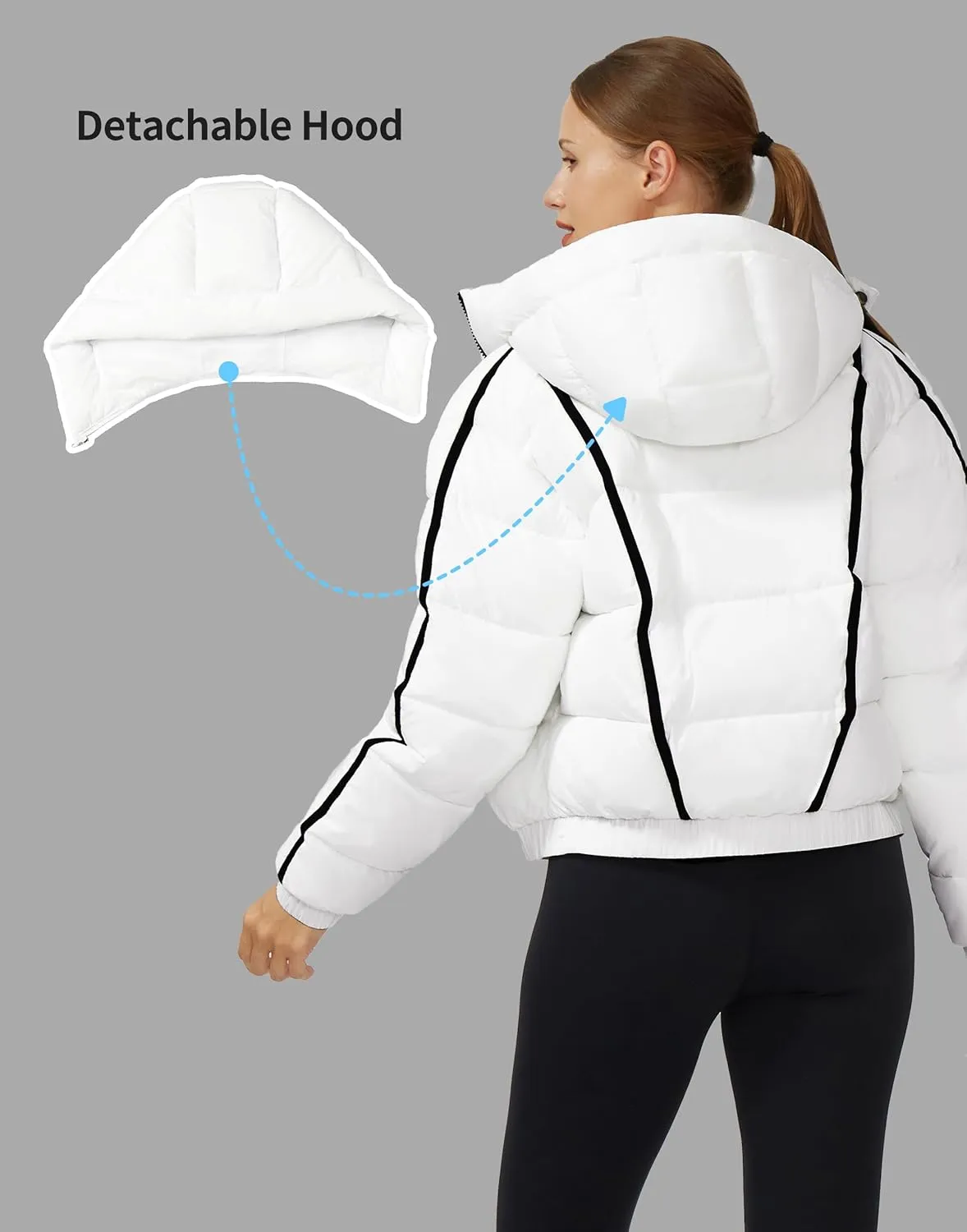 Pioneer Camp Women's Winter Cropped Puffer Jacket with Hood Waterproof Short Warm Quilted Jacket Puffy Bubble Coat Outerwear