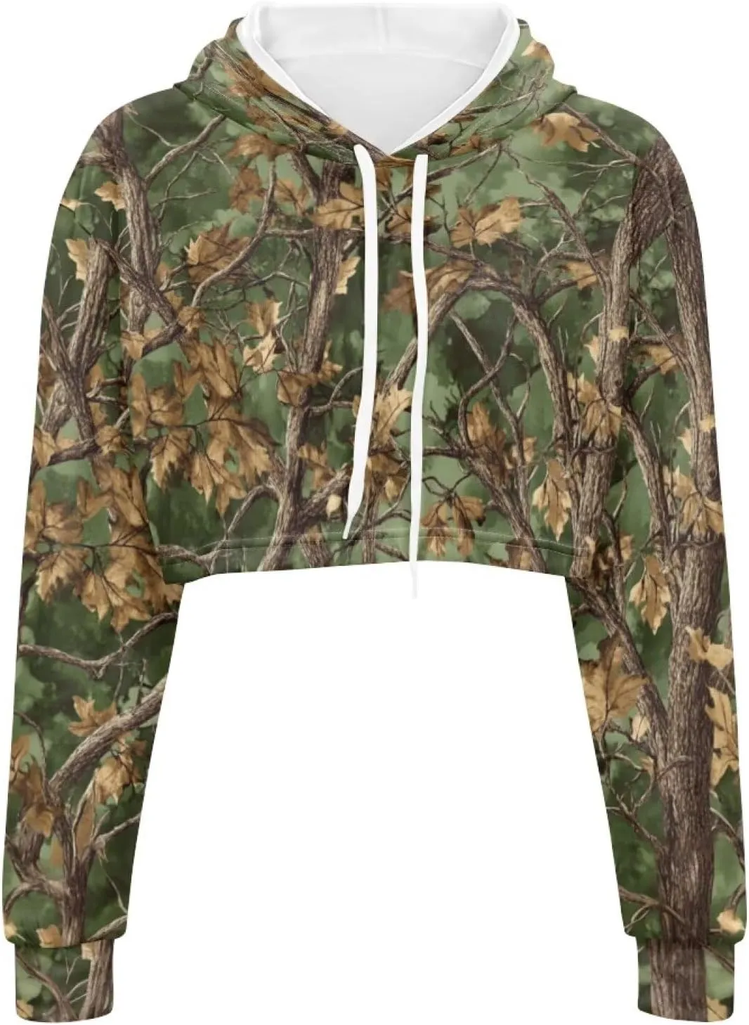 Plus Size Women Long Sleeve Cropped Hoodies Crop Top Sweatshirt Drawstring Workout Hoodie