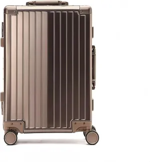 Premium Aluminum Hardside Carry-On Luggage, Silver, Spinner Wheels, Metallic Finish (Coffee, 24 Inch)