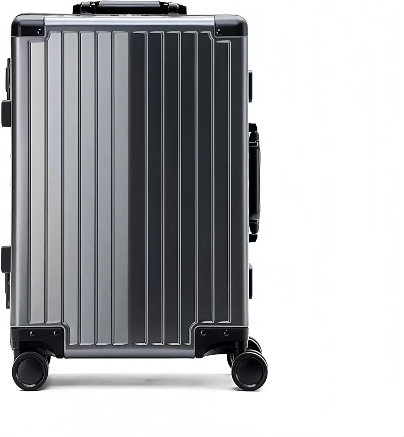 Premium Aluminum Hardside Carry-On Luggage, Silver, Spinner Wheels, Metallic Finish (Gray, 24 Inch)