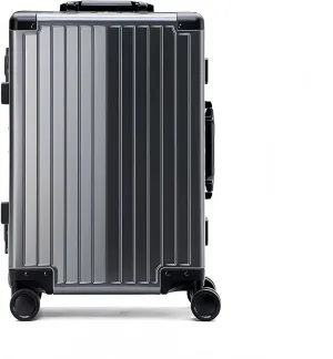 Premium Aluminum Hardside Carry-On Luggage, Silver, Spinner Wheels, Metallic Finish (Gray, 24 Inch)