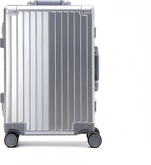 Premium Aluminum Hardside Carry-On Luggage, Silver, Spinner Wheels, Metallic Finish (Silver, 24 Inch)