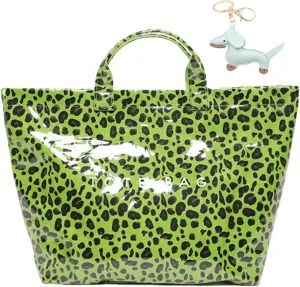 PVC Tote Bag Women's Letters Print Large Kraft Paper Carry All Bag Top Handle Clear Hobo Handbag