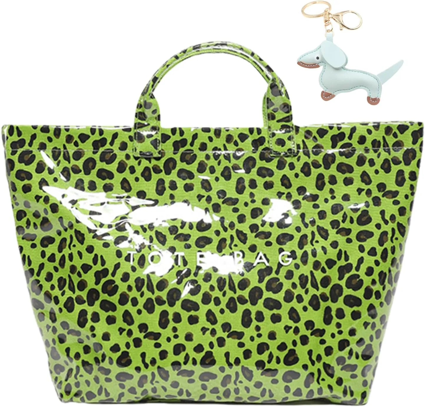 PVC Tote Bag Women's Letters Print Large Kraft Paper Carry All Bag Top Handle Clear Hobo Handbag
