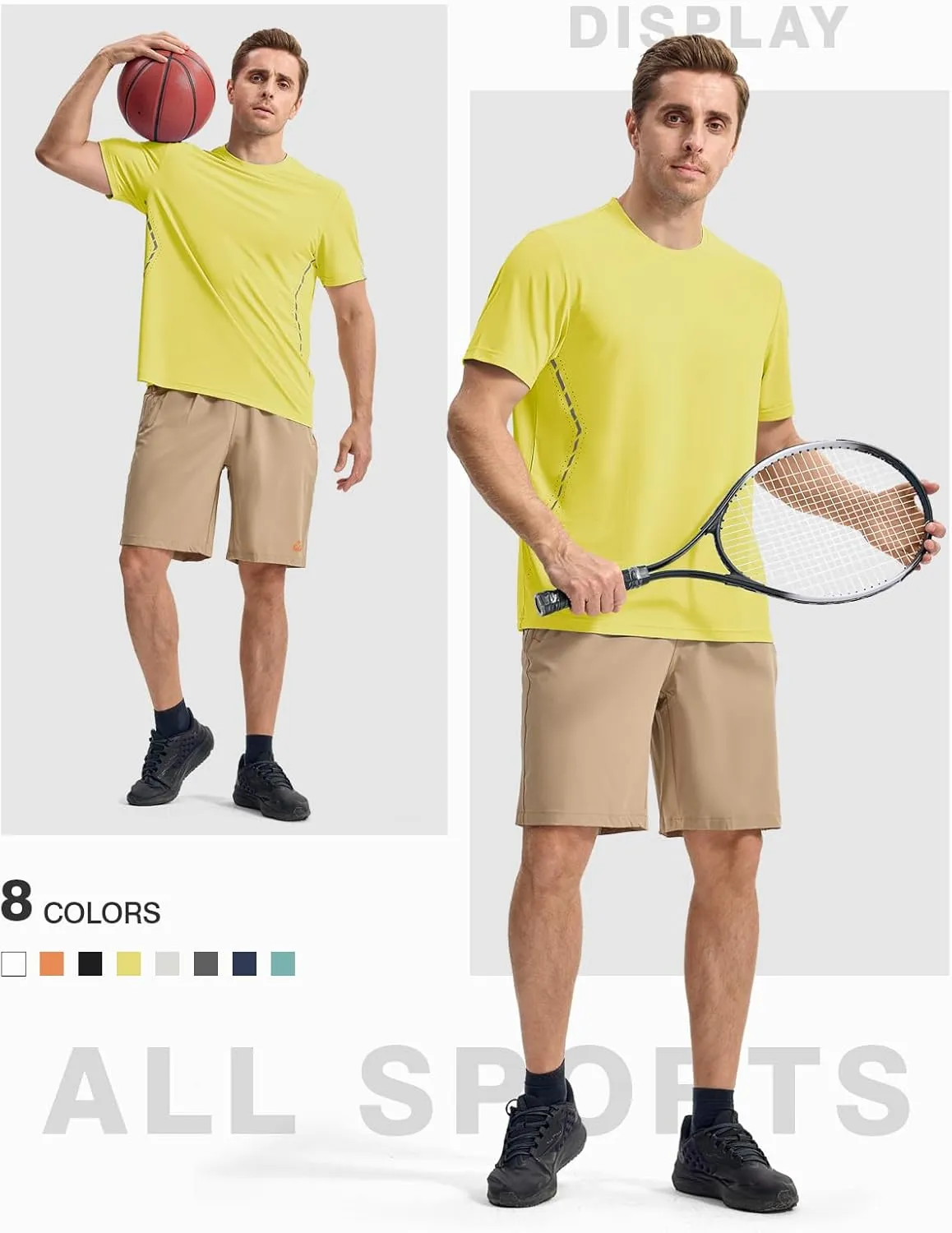Rdruko Mens Athletic Shirts Dry Fit Short Sleeve Moisture Wicking Workout Shirts Breathable Cool Running Gym T-Shirt