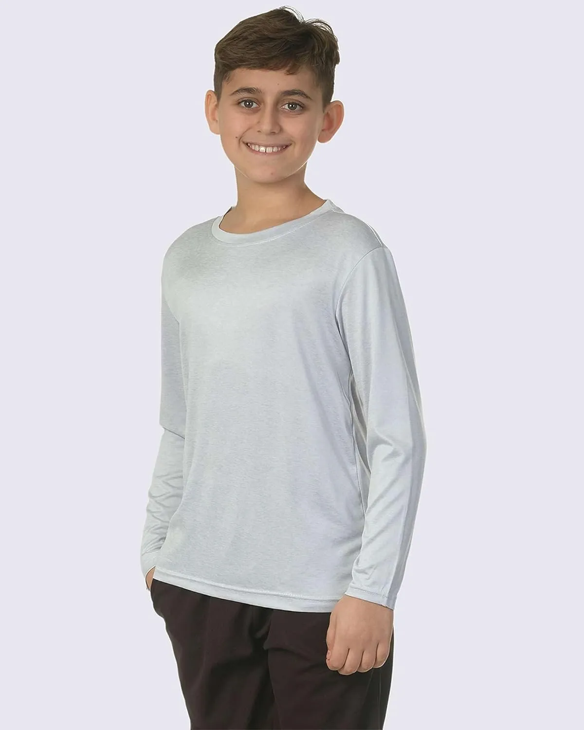 Real Essentials 4 Pack: Boys Youth Dry-Fit Moisture Wicking Active Athletic Performance Long-Sleeve T-Shirt