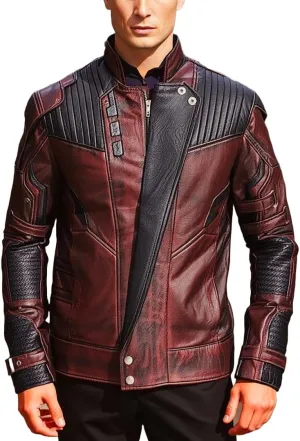 Red Biker Leather Jacket Mens Costume Coat/Pants Distressed Maroon Leather Jacket for Motorcycle Cosplay