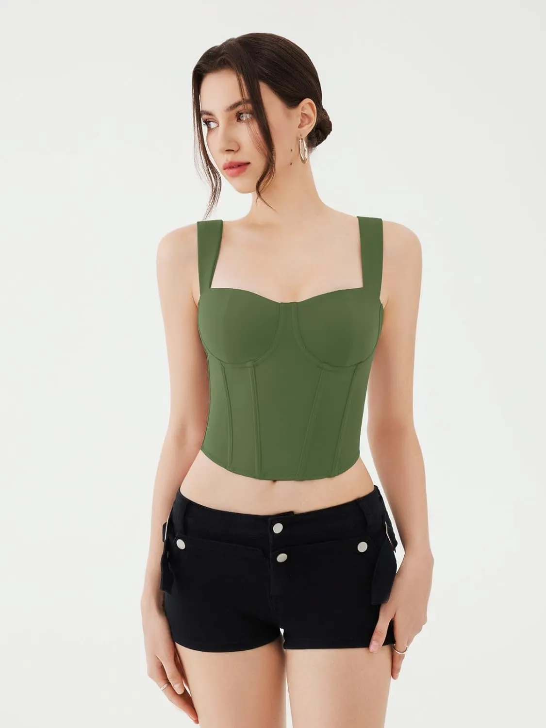 REORIA Womens Sleeveless Sweetheart Neck Bustier Corset Back Zipper Y2K Going Out Crop Tops 2025 Trendy