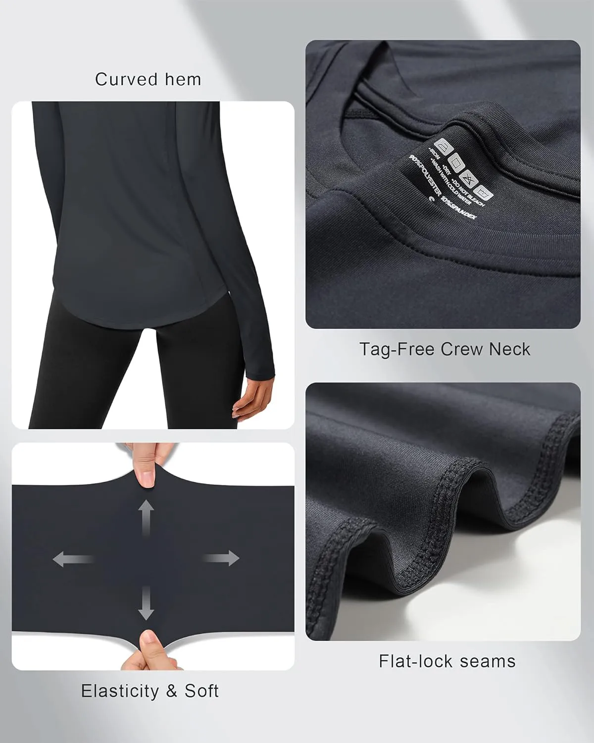 Roadbox Women's Long Sleeve UV Sun Shirts UPF 50  Workout Swim Rash Guard Tops