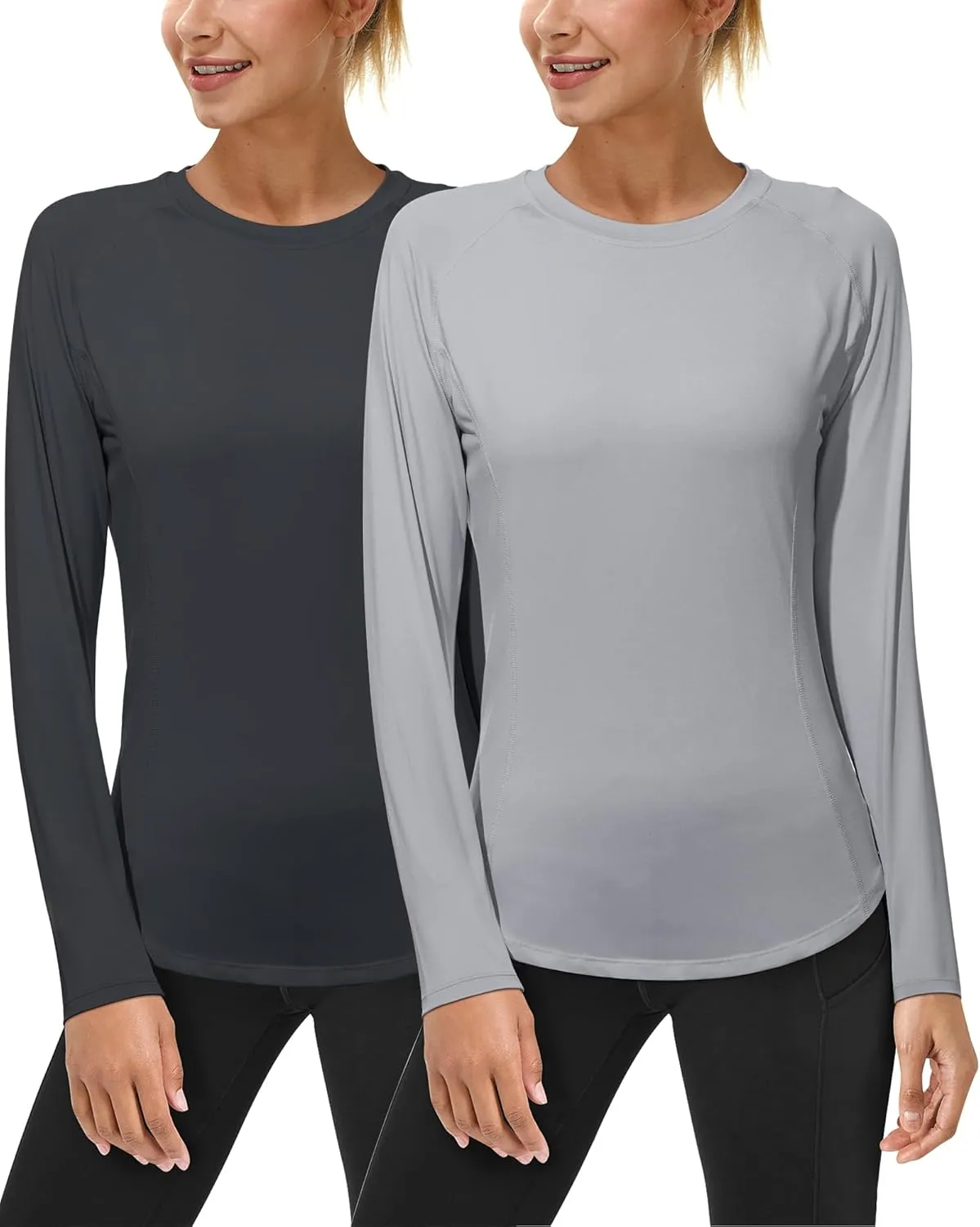 Roadbox Women's Long Sleeve UV Sun Shirts UPF 50  Workout Swim Rash Guard Tops