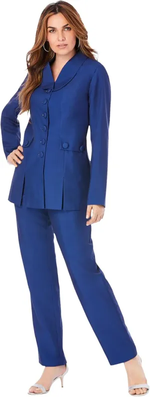 Roaman's Women's Plus Size Ten-Button Pantsuit