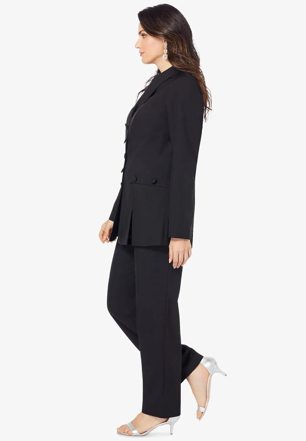 Roaman's Women's Plus Size Ten-Button Pantsuit