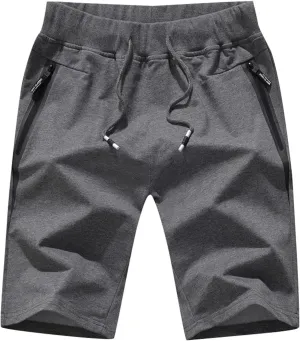 RTRDE Men's Shorts Casual Drawstring Summer Beach Shorts with Elastic Waist and Zipper Pockets