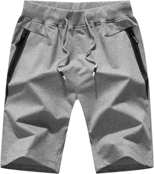 RTRDE Men's Shorts Casual Drawstring Summer Beach Shorts with Elastic Waist and Zipper Pockets