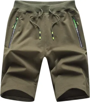 RTRDE Men's Shorts Casual Drawstring Summer Beach Shorts with Elastic Waist and Zipper Pockets