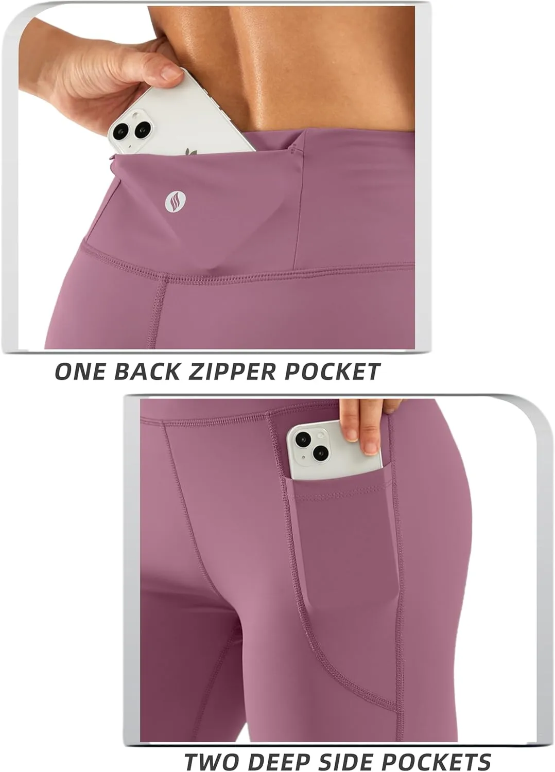 SANTINY Women's Knee Length Capri Leggings with Pockets High Waisted Workout Exercise Yoga Capris Pants for Women