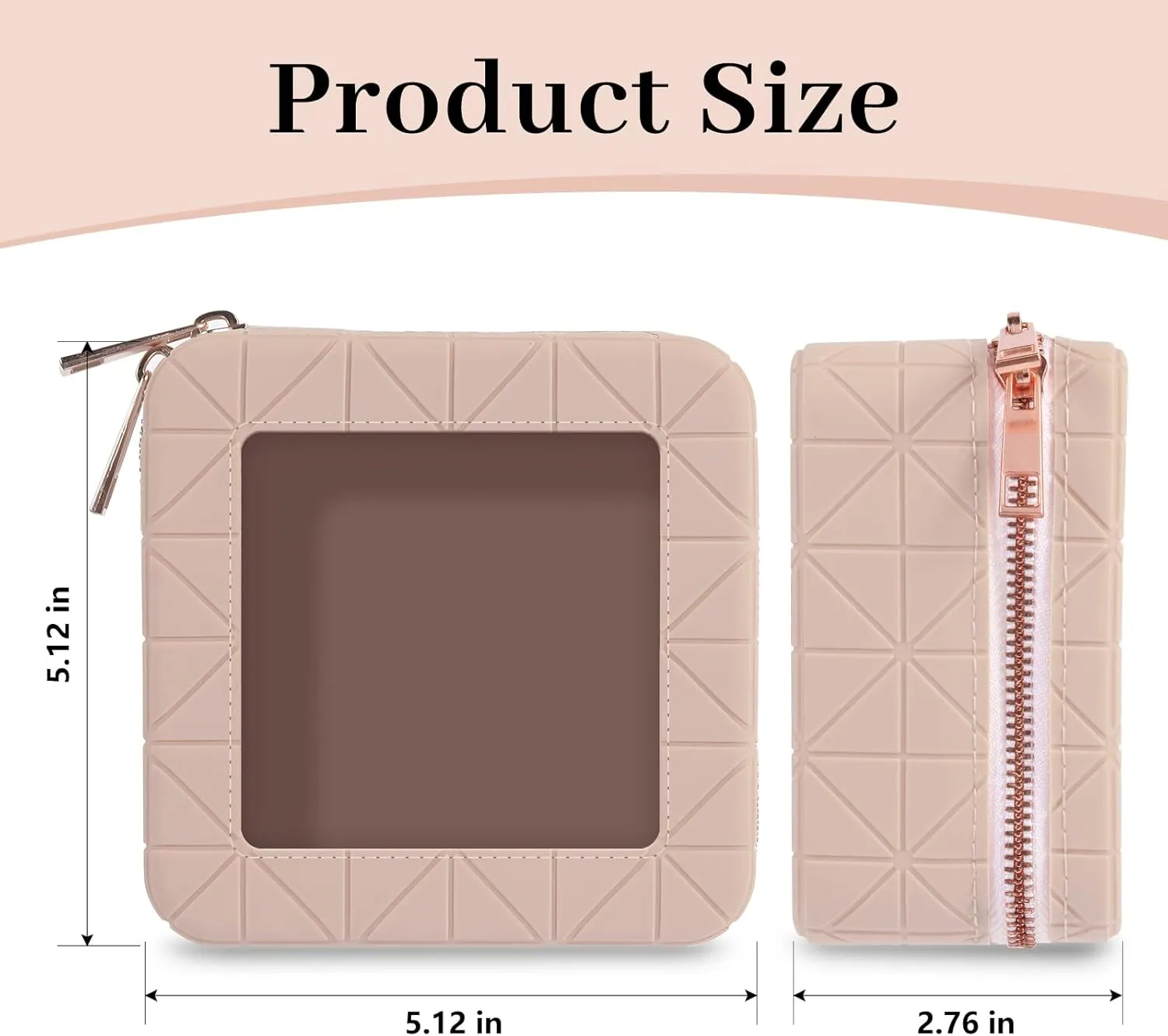 Silicone Clear Makeup Bag, Soft Portable Small Travel Cosmetic Bag for Women, Make Up Organizer Toiletry Bag with Rose Gold Zippers - Walnut