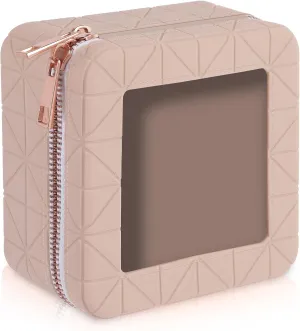Silicone Clear Makeup Bag, Soft Portable Small Travel Cosmetic Bag for Women, Make Up Organizer Toiletry Bag with Rose Gold Zippers - Walnut