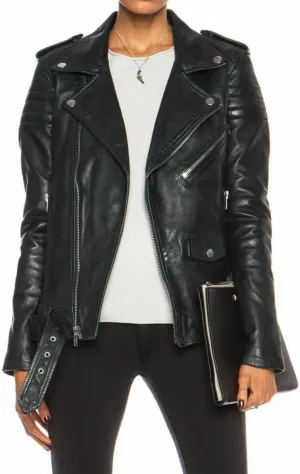 SKADO Womens Leather Jacket For Women Real Leather Jacket Soft Lambskin Biker Jacket Slim-Fit