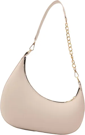 Small Casual Shoulder Purses for Women Vegan Leather Hobo Tote Saddle Handbag, Underarm Evening Purses with Zipper Closure