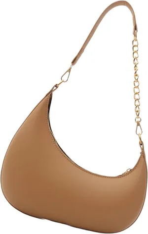 Small Casual Shoulder Purses for Women Vegan Leather Hobo Tote Saddle Handbag, Underarm Evening Purses with Zipper Closure