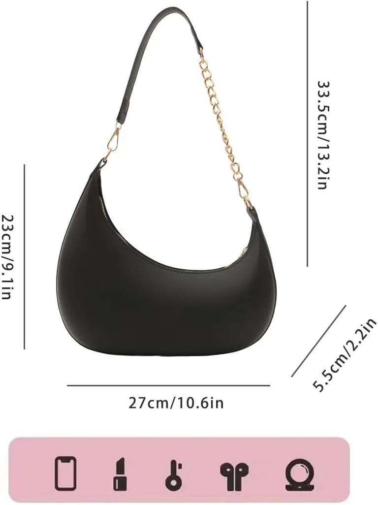 Small Casual Shoulder Purses for Women Vegan Leather Hobo Tote Saddle Handbag, Underarm Evening Purses with Zipper Closure