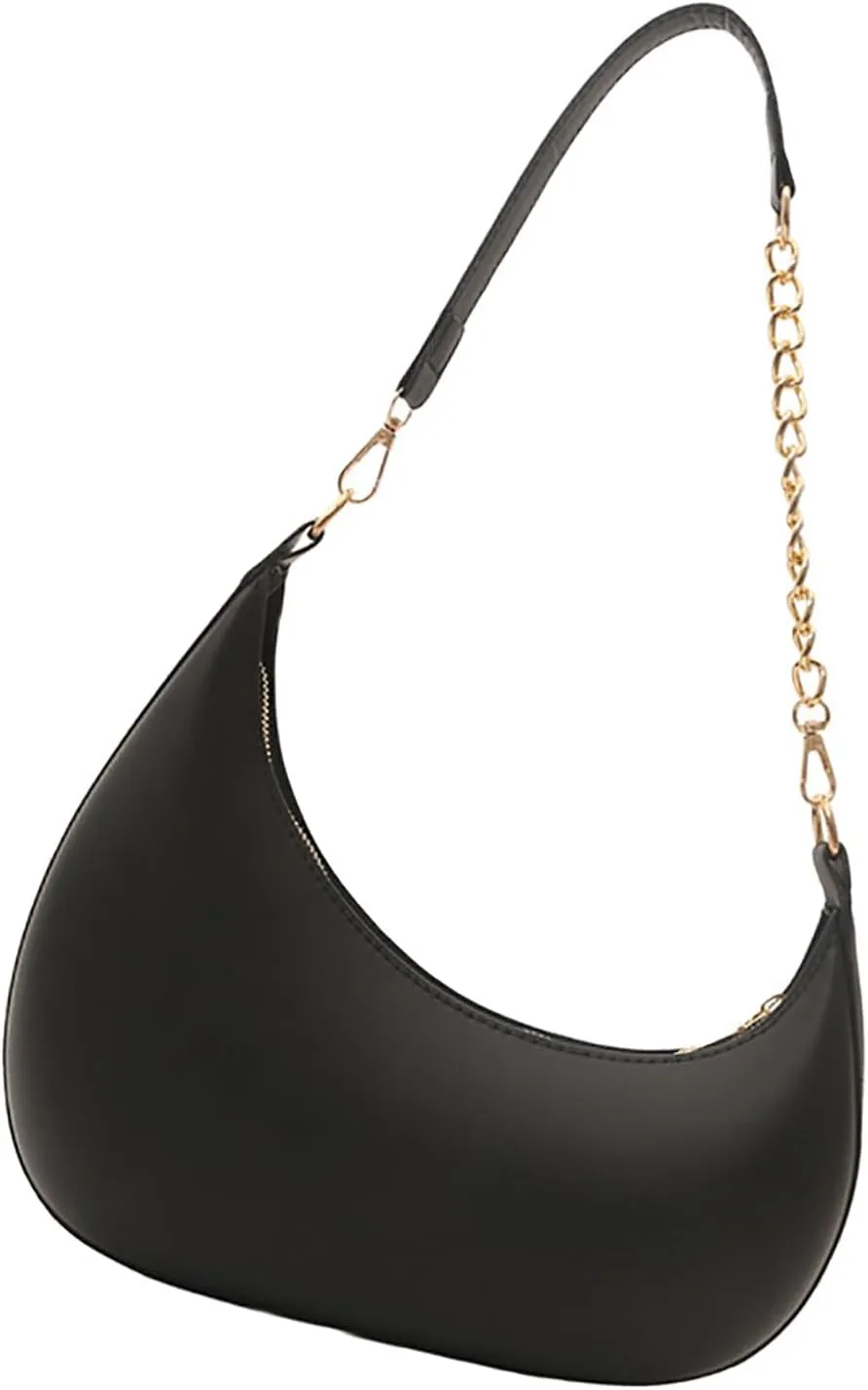 Small Casual Shoulder Purses for Women Vegan Leather Hobo Tote Saddle Handbag, Underarm Evening Purses with Zipper Closure
