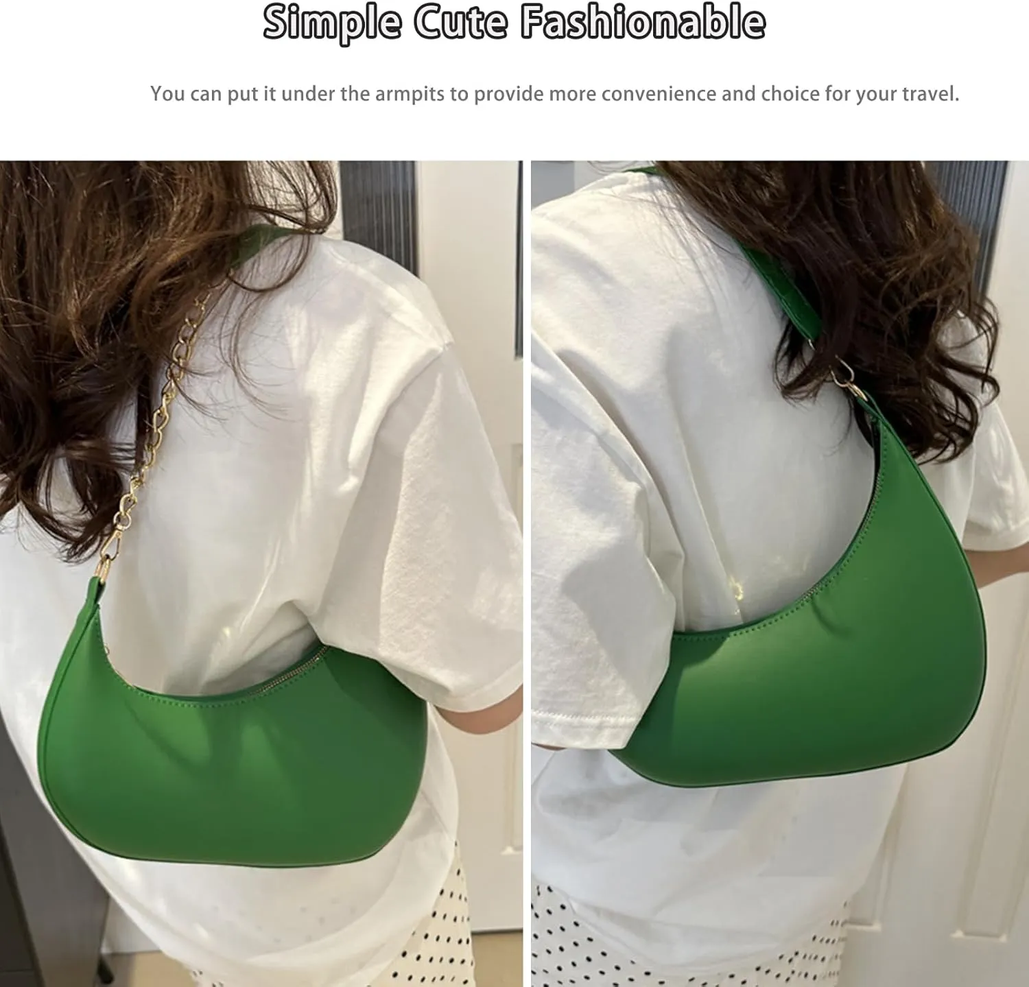Small Casual Shoulder Purses for Women Vegan Leather Hobo Tote Saddle Handbag, Underarm Evening Purses with Zipper Closure