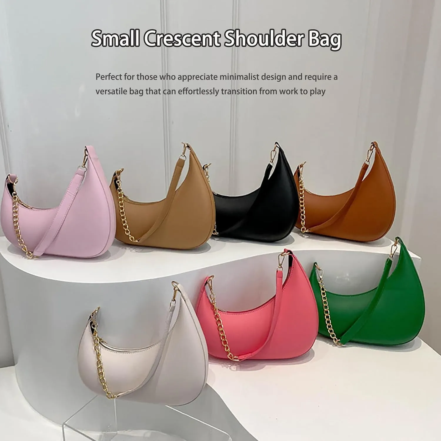 Small Casual Shoulder Purses for Women Vegan Leather Hobo Tote Saddle Handbag, Underarm Evening Purses with Zipper Closure