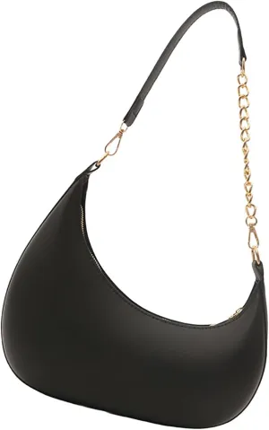 Small Casual Shoulder Purses for Women Vegan Leather Hobo Tote Saddle Handbag, Underarm Evening Purses with Zipper Closure