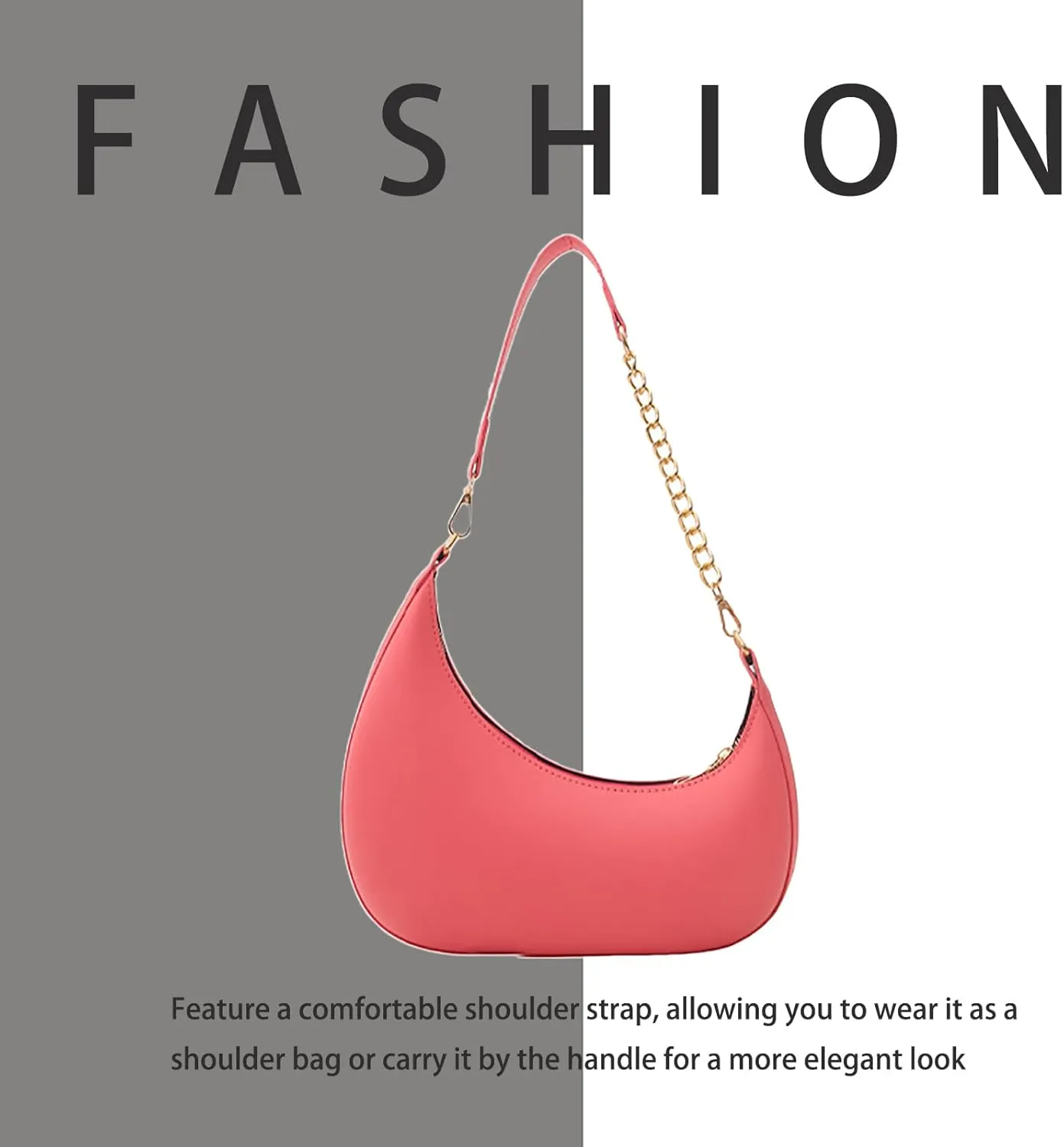 Small Casual Shoulder Purses for Women Vegan Leather Hobo Tote Saddle Handbag, Underarm Evening Purses with Zipper Closure