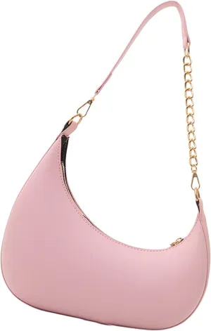 Small Casual Shoulder Purses for Women Vegan Leather Hobo Tote Saddle Handbag, Underarm Evening Purses with Zipper Closure
