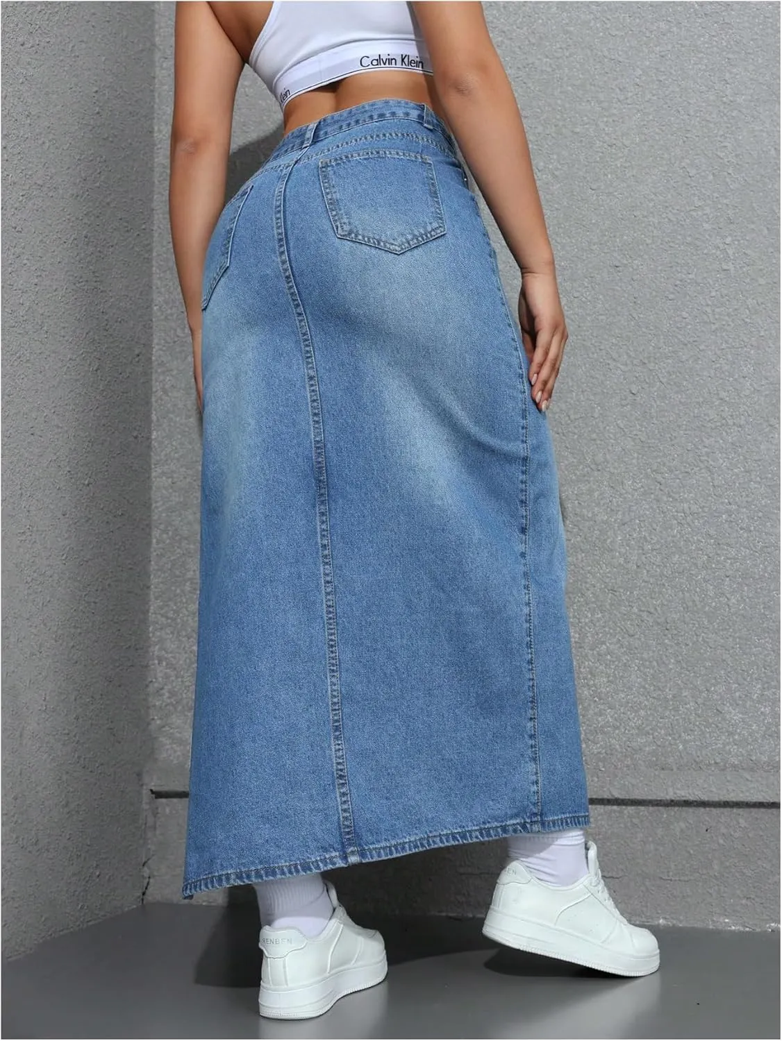 SOLY HUX Women's Denim Skirts High Split Bodycon Long Skirt Casual Going Out Jean Skirts