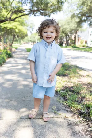 Southbound - Blue Gingham Perf. Button Up