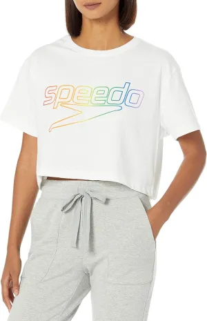 Speedo Women's T-Shirt Short Sleeve Crew Neck Vintage Crop