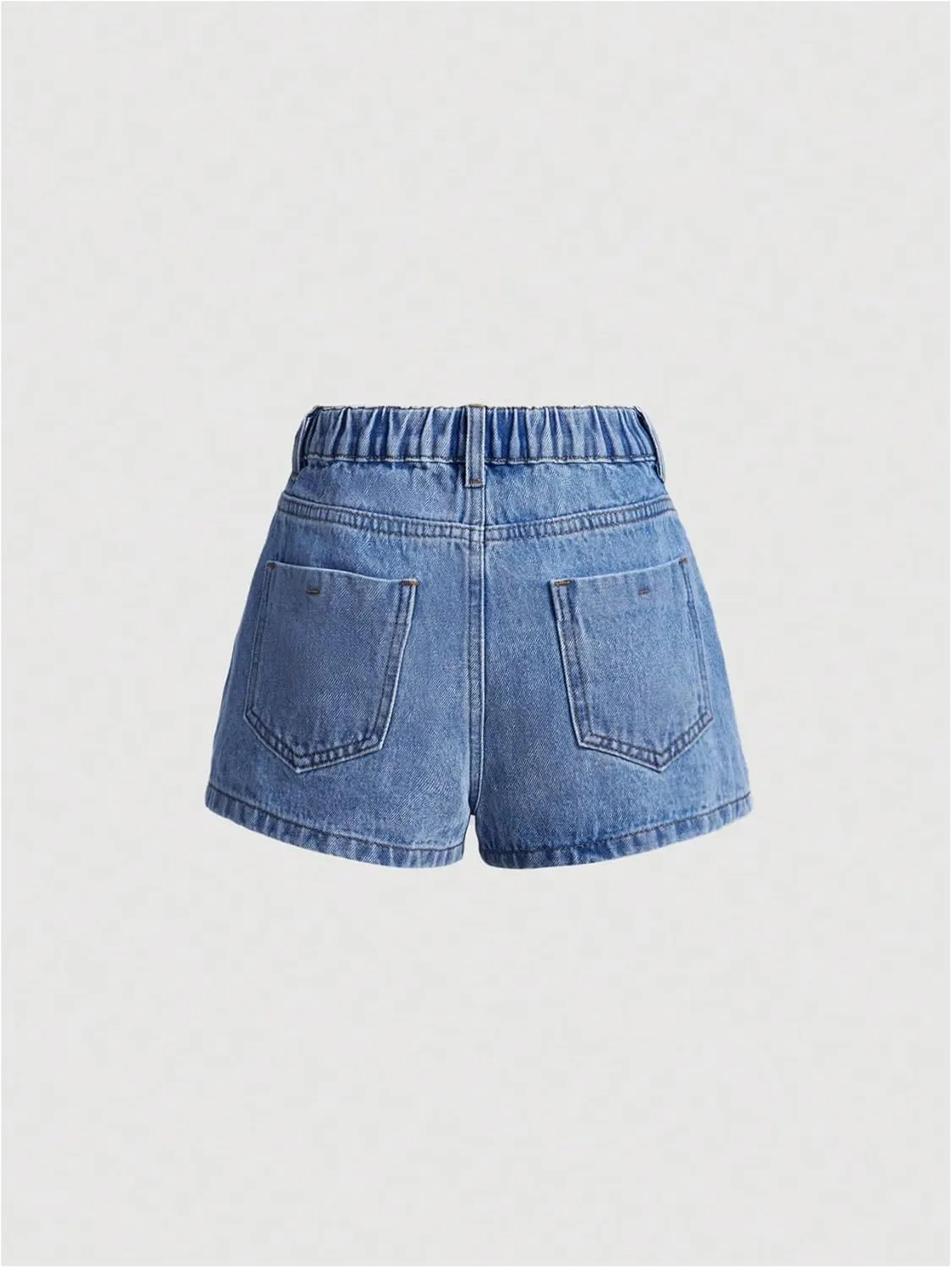 SweatyRocks Girl's Denim Skorts Elastic Waist Button Front Asymmetrical Casual Jean Shorts