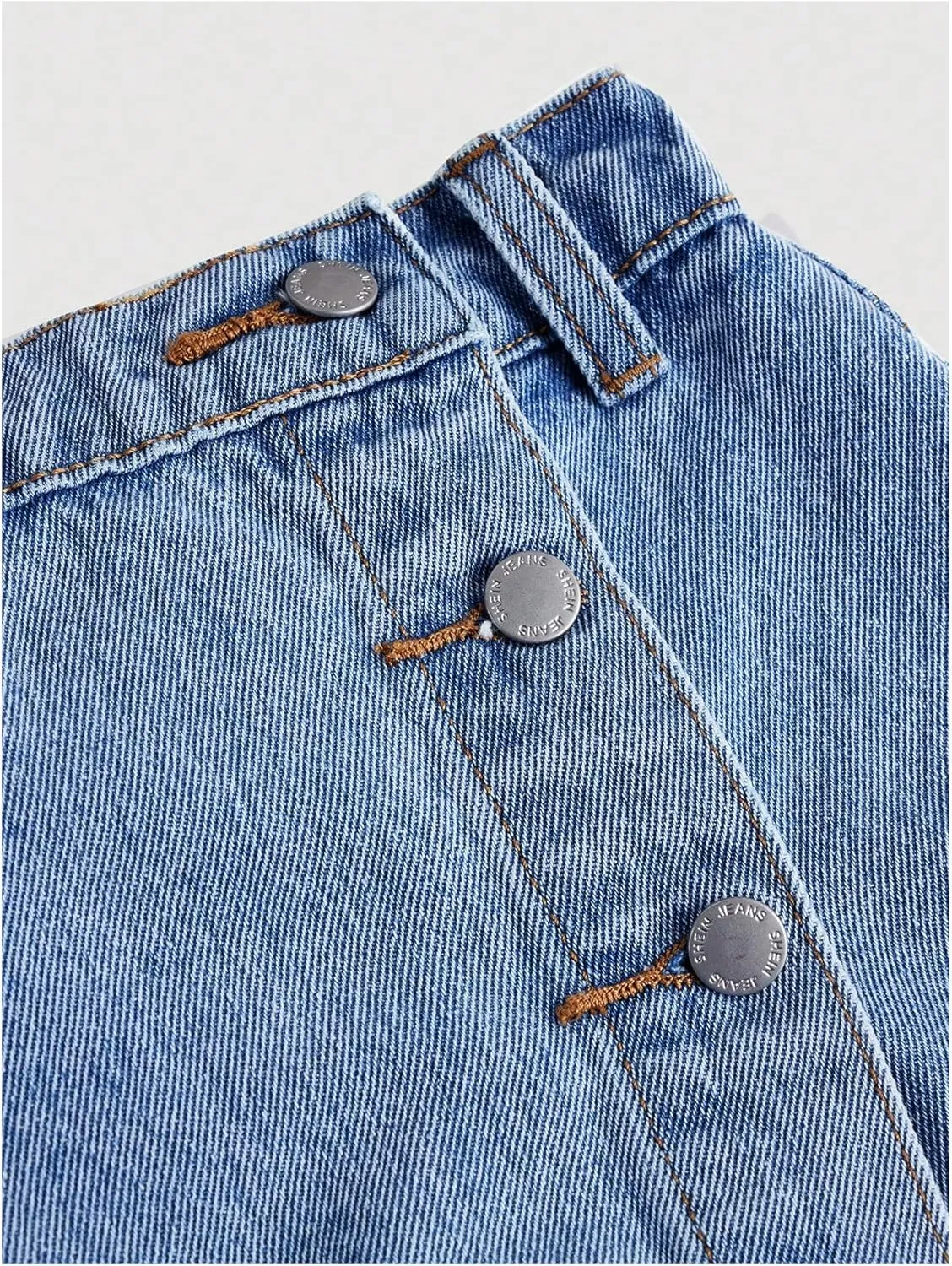 SweatyRocks Girl's Denim Skorts Elastic Waist Button Front Asymmetrical Casual Jean Shorts