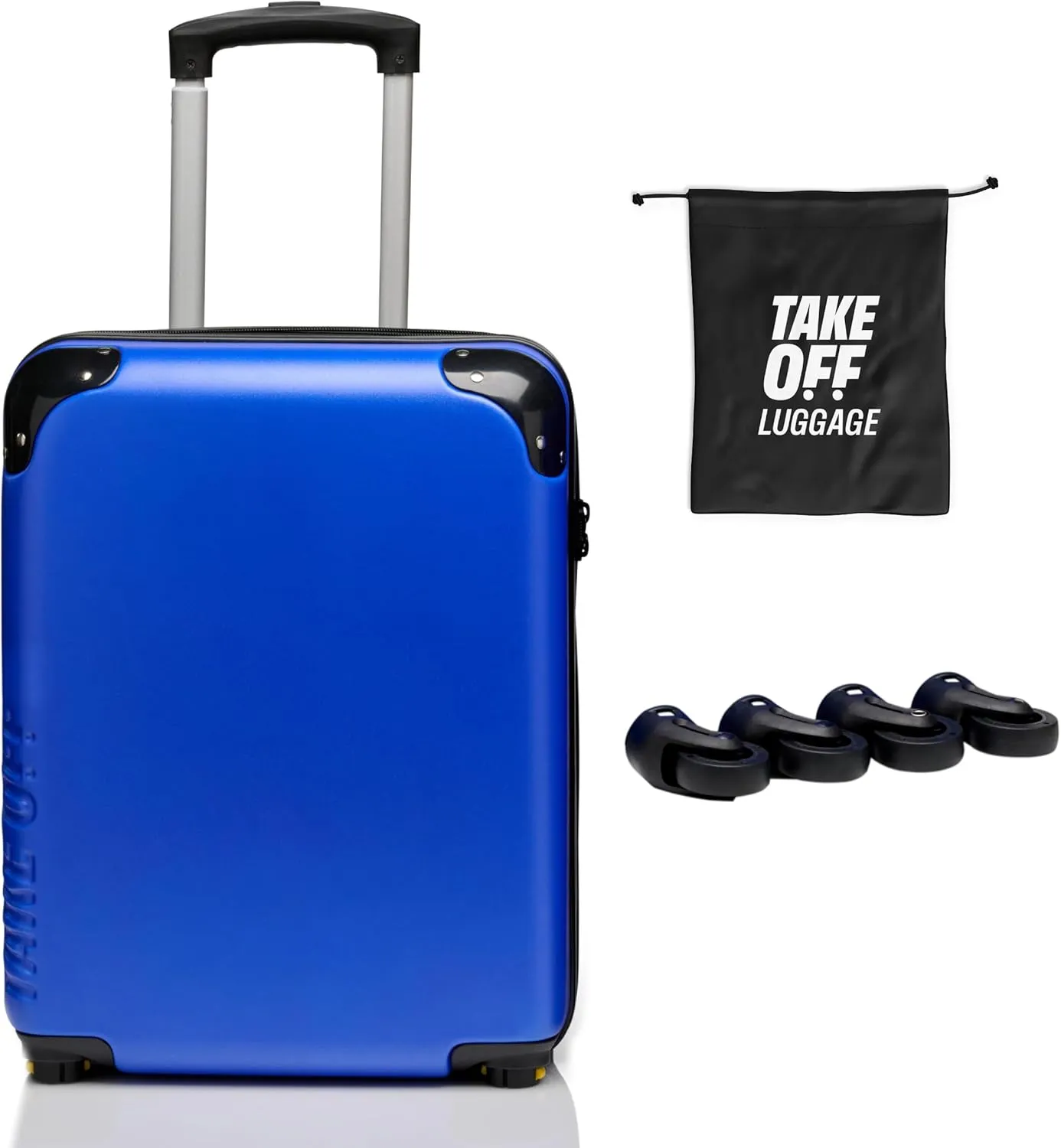 Take OFF Luggage - Personal Item Rolling Suitcase 2.0, TSA Approved, Small Carry On, Under the Seat, Hard Case with Removable Wheels, Light Weight Bag, Airplane Travel Essential Accessories, 18x14x8