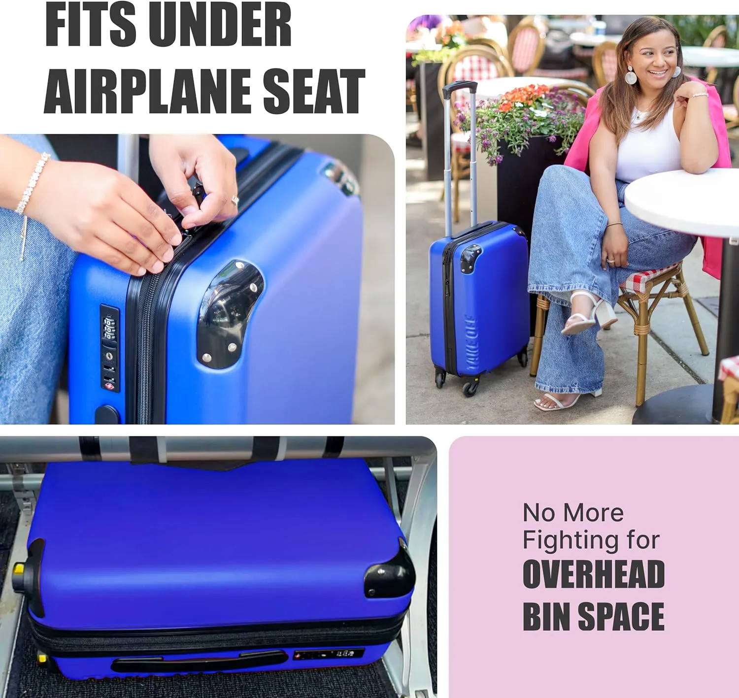 Take OFF Luggage - Personal Item Rolling Suitcase 2.0, TSA Approved, Small Carry On, Under the Seat, Hard Case with Removable Wheels, Light Weight Bag, Airplane Travel Essential Accessories, 18x14x8