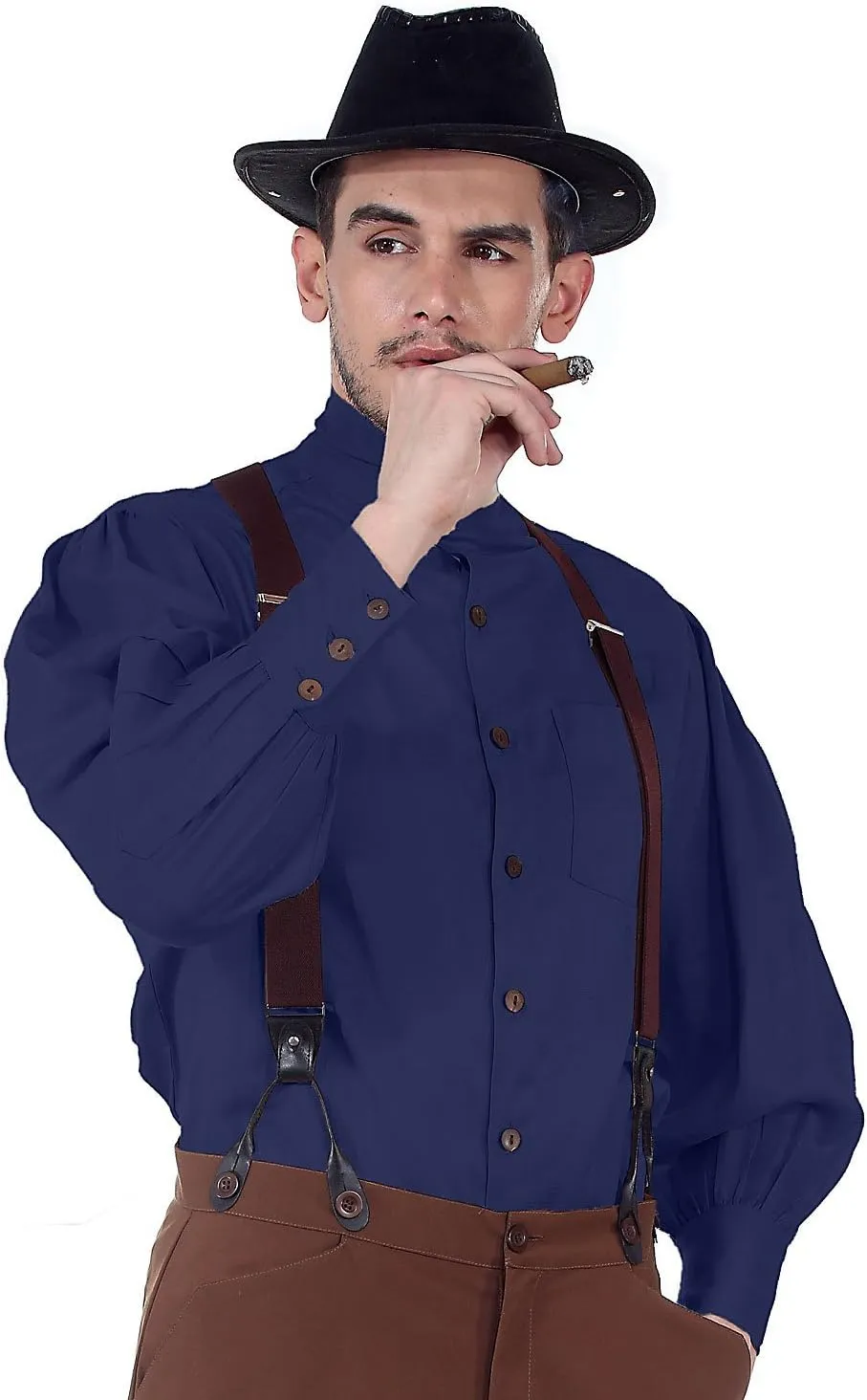 ThePirateDressing Steampunk Victorian Cosplay Costume Mens Seigneur Linen Shirt C1292