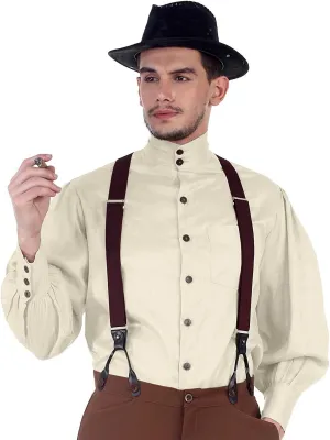 ThePirateDressing Steampunk Victorian Cosplay Costume Mens Seigneur Linen Shirt C1292